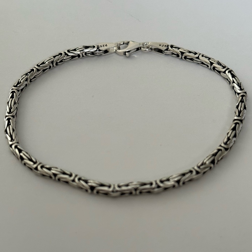 925 Silver 7mm Byzantine bracelet chain 8.75” - Picture 1 of 3